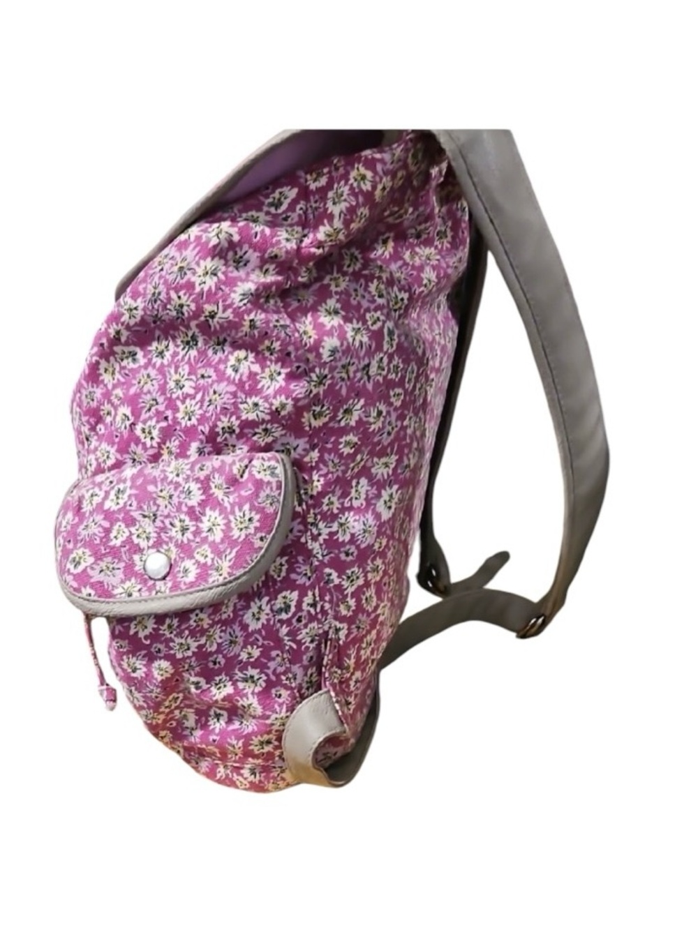 Candies Floral Backpack Cinch Snap Closure Bag Purple Vintage Retro pockets - Picture 3 of 8